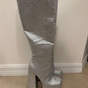 Silver Women's Platform Boots